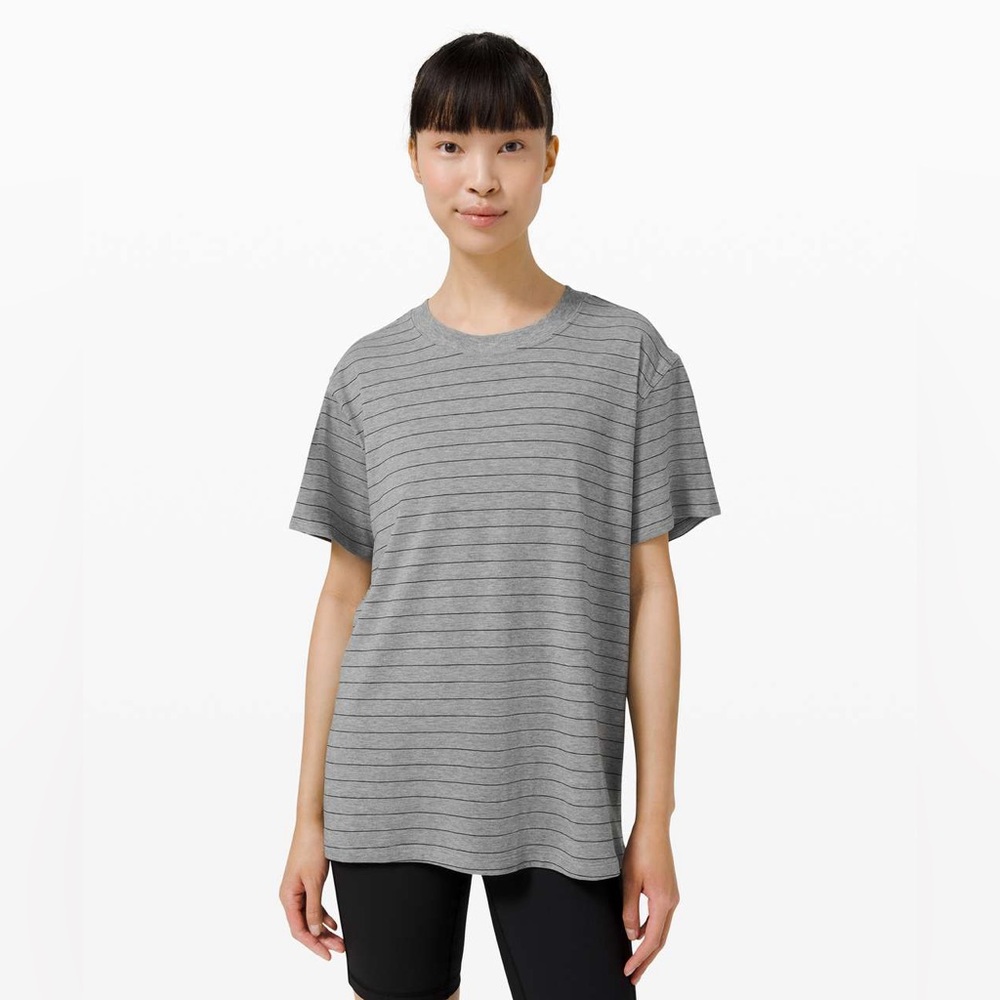 Lululemon All Yours Cotton T-Shirt Women’s Gray Stripe NWT | Multiple Sizes